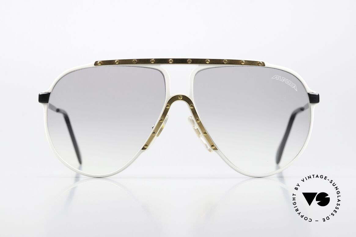Alpina M1 Iconic Shades Limited Edition, white front, black temples and gold-plated cover!, Made for Men and Women