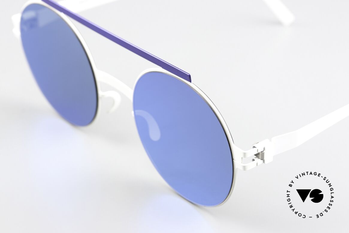 Mykita Verbal HIP POP ARTIST Sunglasses, code 326 is called = "White / Blue Reserve / Blue", Made for Men and Women