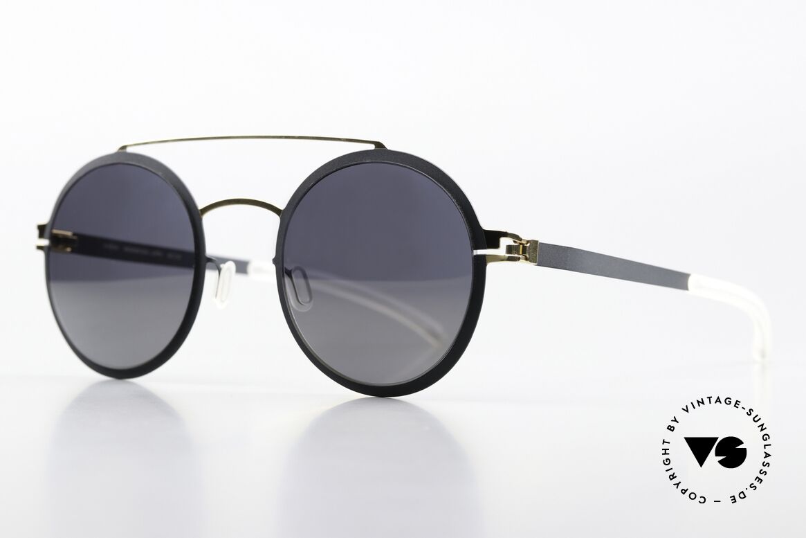 Mykita Lupita Decades Sun Collection 2018, dark-blue/gold frame with slightly mirrored sun lenses, Made for Men and Women