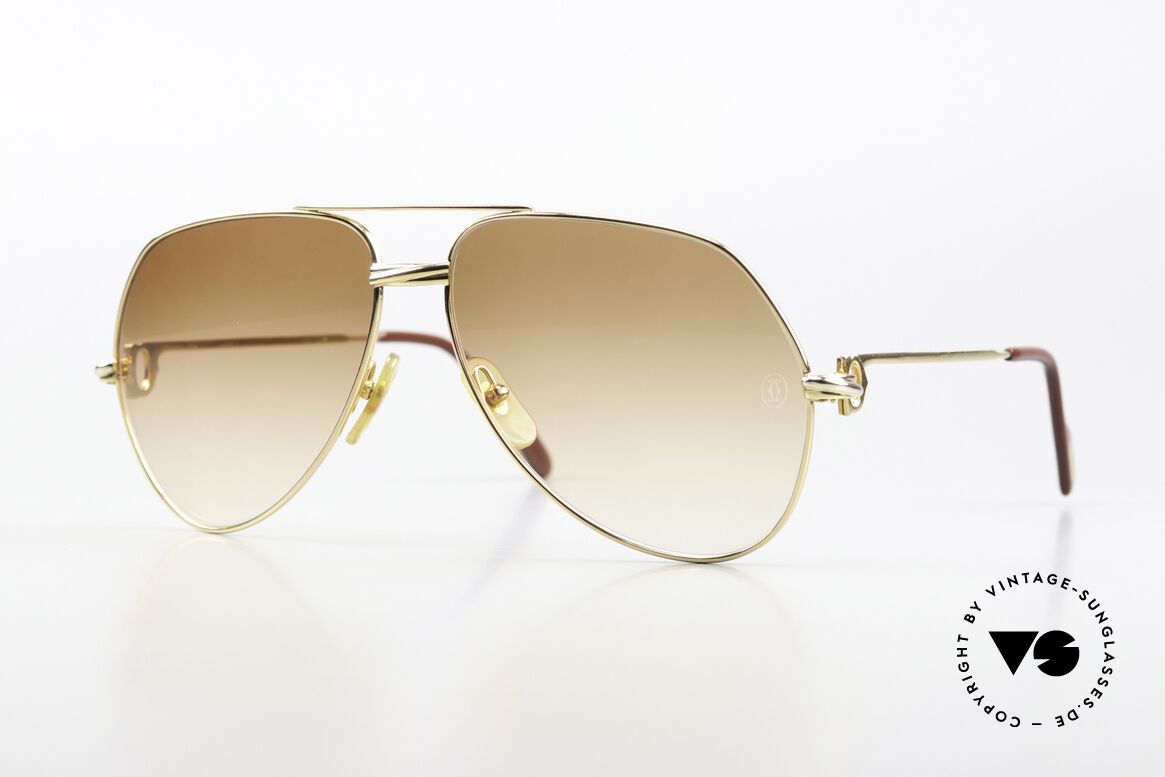 Cartier Vendome Solid Gold - L 18kt Solid Gold Sunglasses 80's, 80's Cartier Vendome Sunglasses; SOLID GOLD Collection, Made for Men