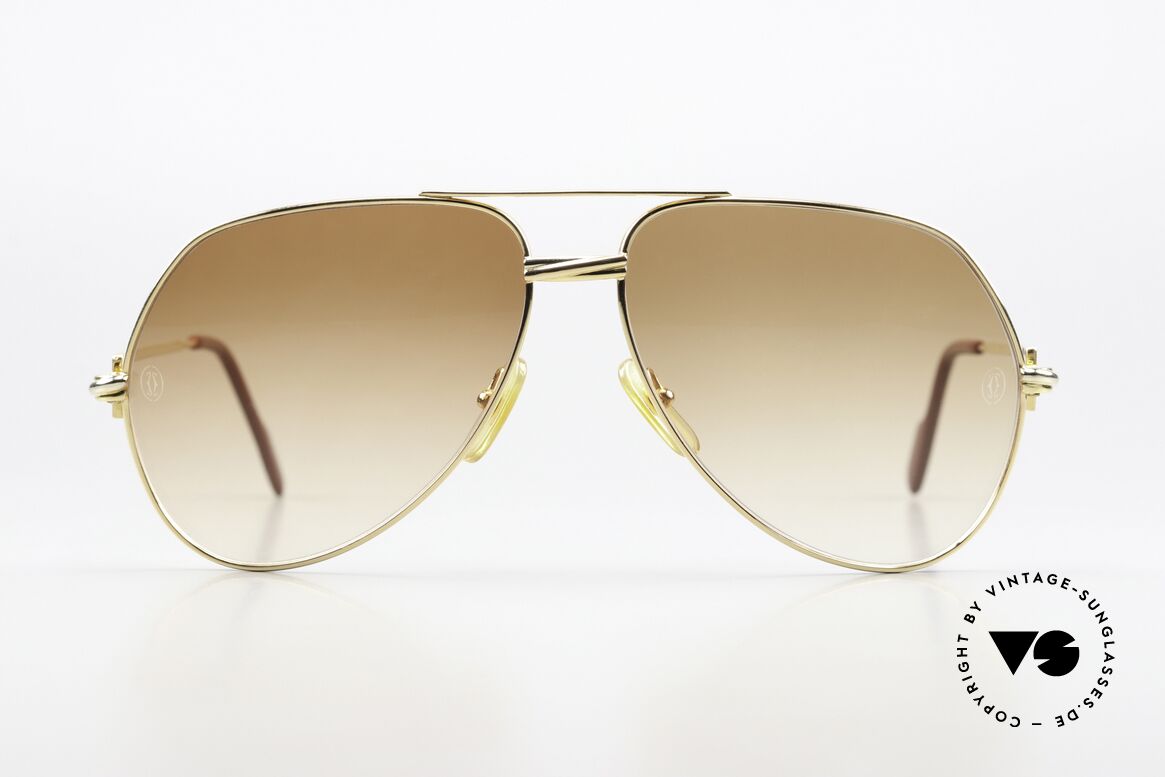 Cartier Vendome Solid Gold - L 18kt Solid Gold Sunglasses 80's, 18kt (750) SOLID GOLD frame; ultra-rare collector's item, Made for Men