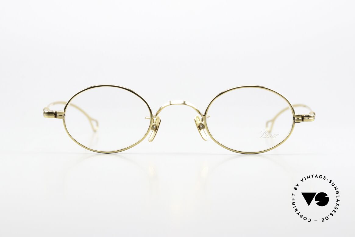 Lunor V 101 Small Oval Frame Gold Plated, timeless oval eyeglass-frame (unisex specs); small size, Made for Men and Women