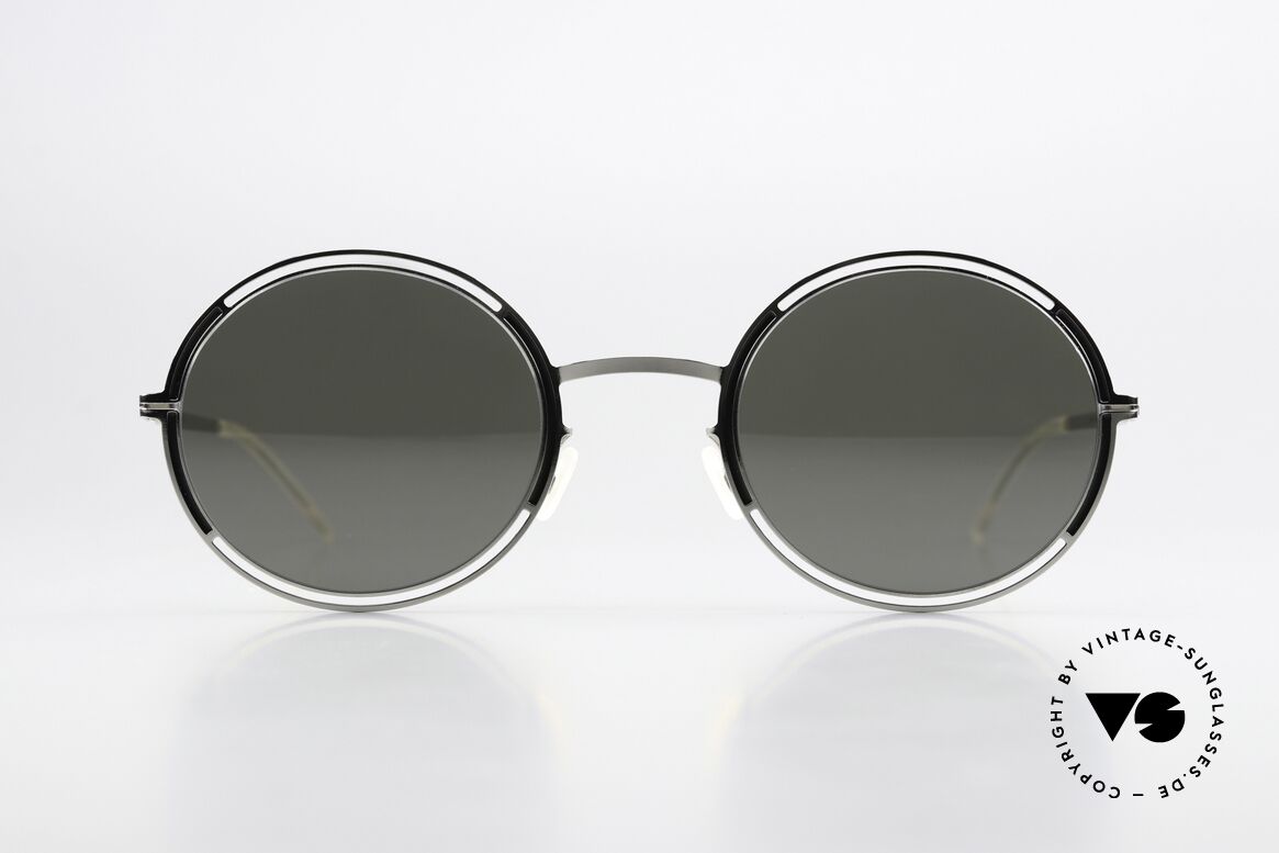 Mykita Giselle Silver Black Mirror Shades, oval women's sunglasses of the Decades Sun-Collection, Made for Women