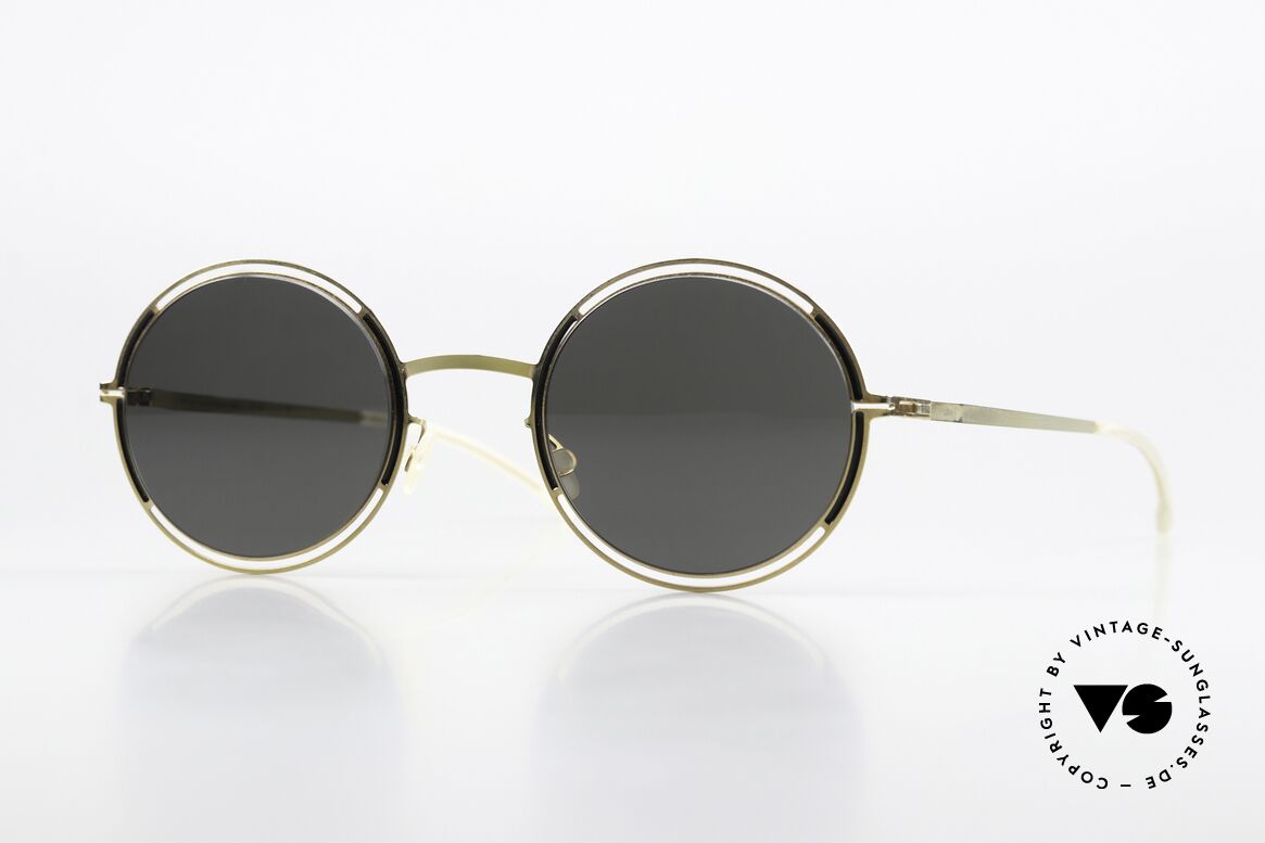 Mykita Giselle Gold Jet Black Darkgrey Solid, Mykita sunglasses, mod. Giselle, size 49-25, color 167, Made for Women