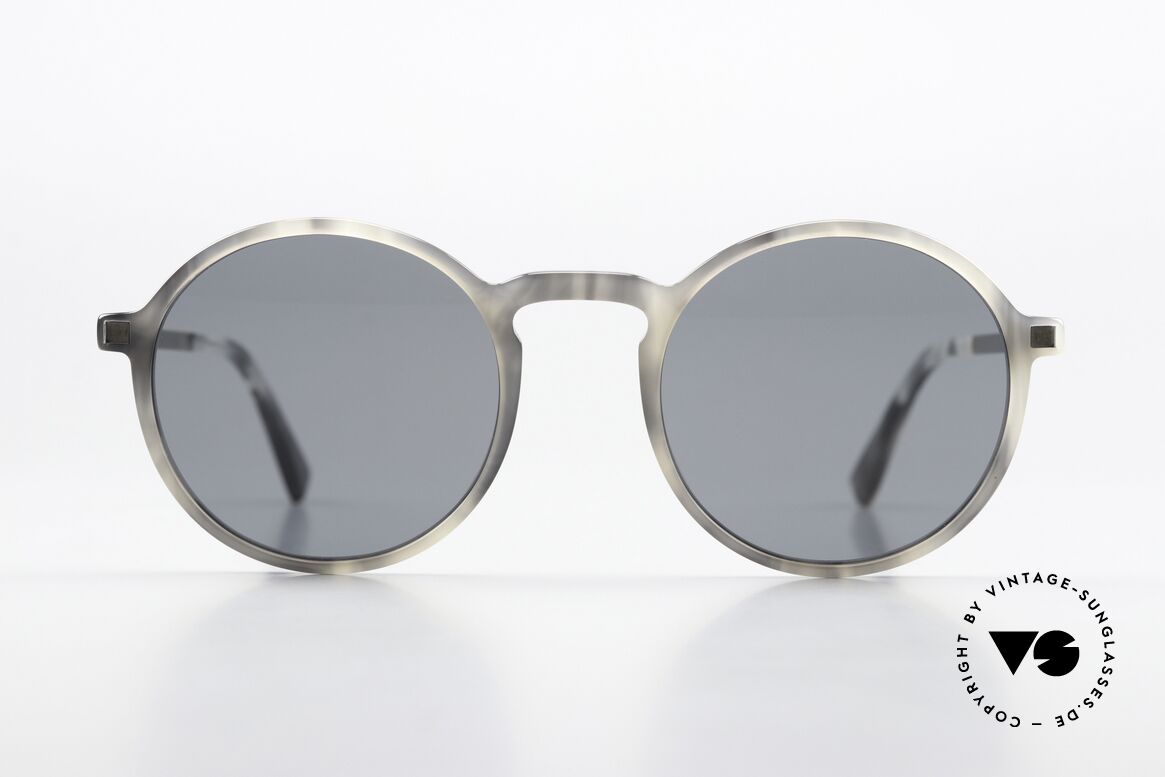 Mykita Kamik Classic Panto Sunglasses, col.983: Grey Havana/Shiny Graphite Darkblue Solid, Made for Men and Women