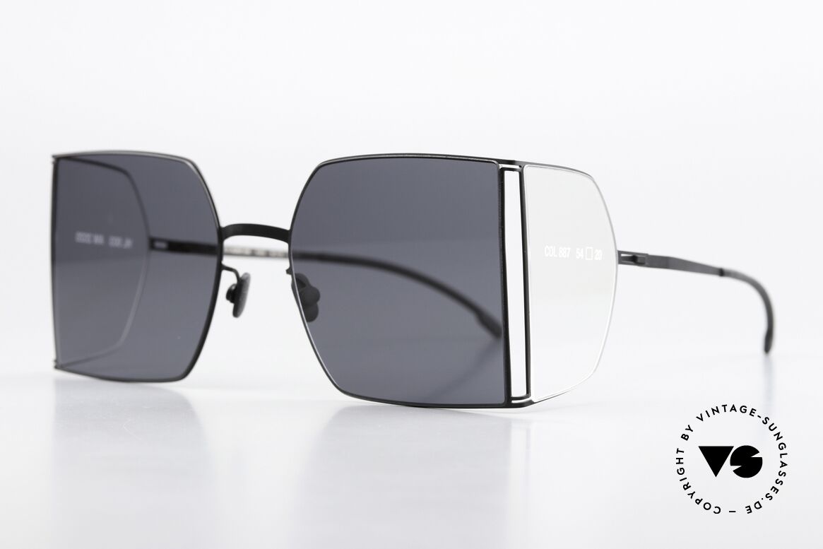 Mykita Helmut Lang HL003 Square Shades Side Lenses, minimalist-avant-garde sunglasses with side blinds, Made for Men and Women
