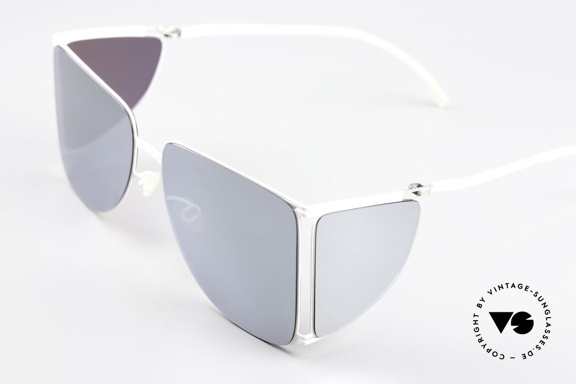 Mykita Helmut Lang HL002 White Silver Flash Mirrored, color 872: 'White / Silver Flash Sides Silver Flash', Made for Men and Women