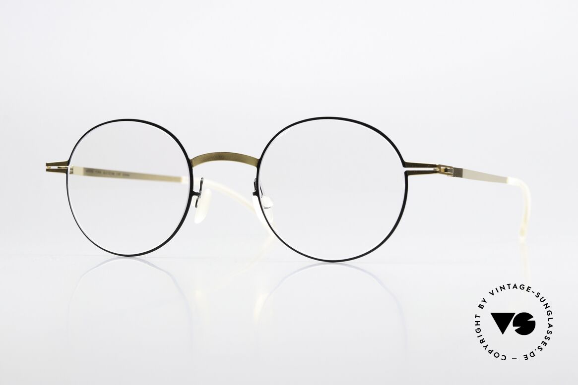 Mykita Yorin Round Specs Gold And Black, Mykita glasses, model LITE Yorin, size 47-22, col 167, Made for Men and Women
