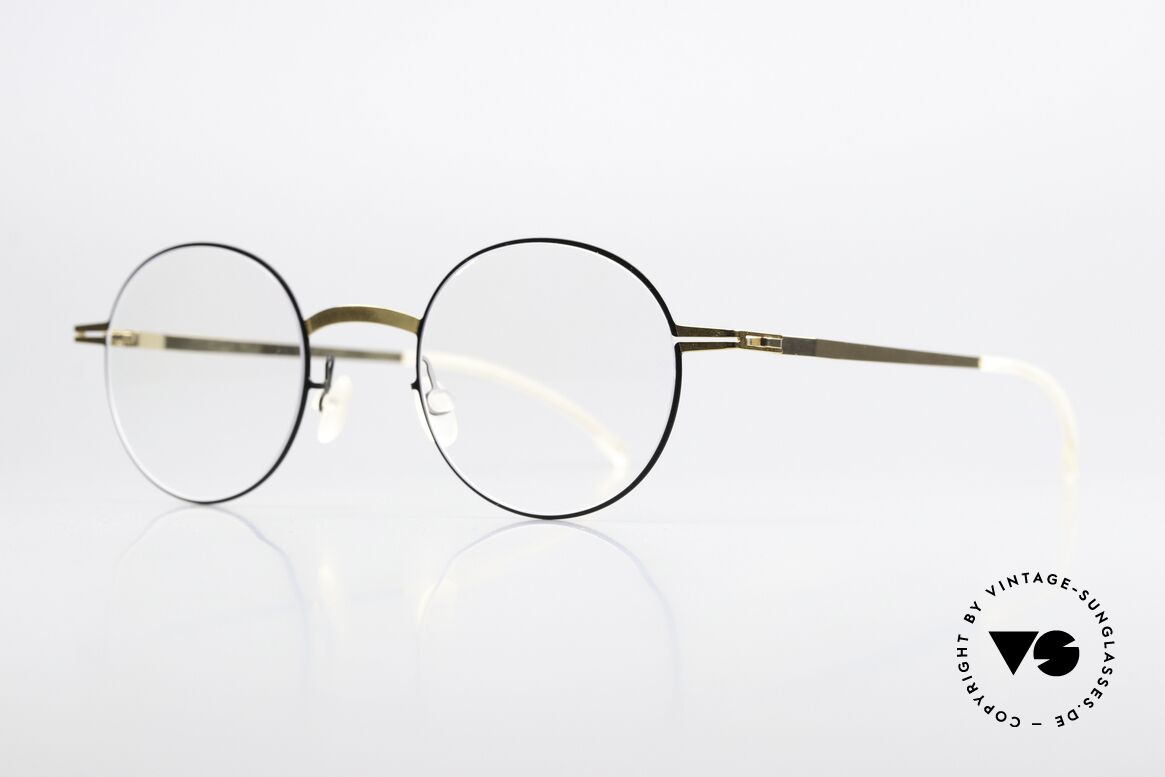 Mykita Yorin Round Specs Gold And Black, flexible 137mm metal frame = MEDIUM - LARGE size, Made for Men and Women