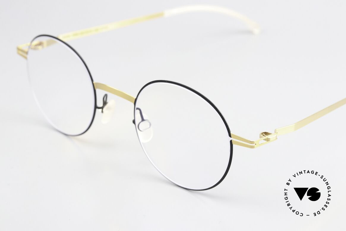 Mykita Yorin Round Specs Gold And Black, timeless code 167: 'Gold / Jet Black' with clear demos, Made for Men and Women