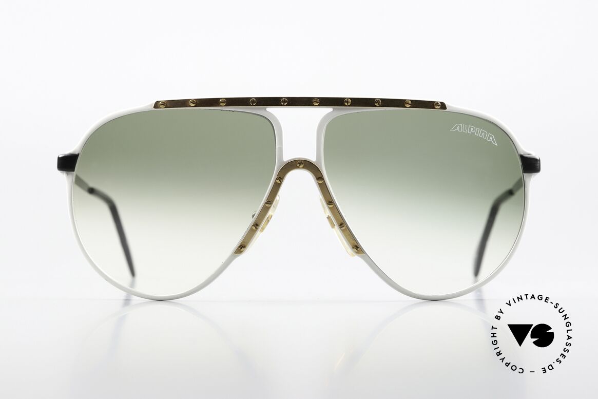 Alpina M1 80's Limited White Gold Black, white front, black temples and gold-plated cover!, Made for Men and Women Alpina M1 80's Limited White Gold Black, white front, black temples and gold-plated cover!, Made for Men and Women
