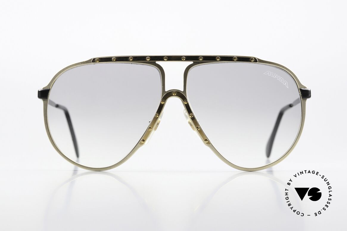 Alpina M1 Iconic Sunnies 1987 Limited, golden front, black temples and gold-plated cover!, Made for Men and Women