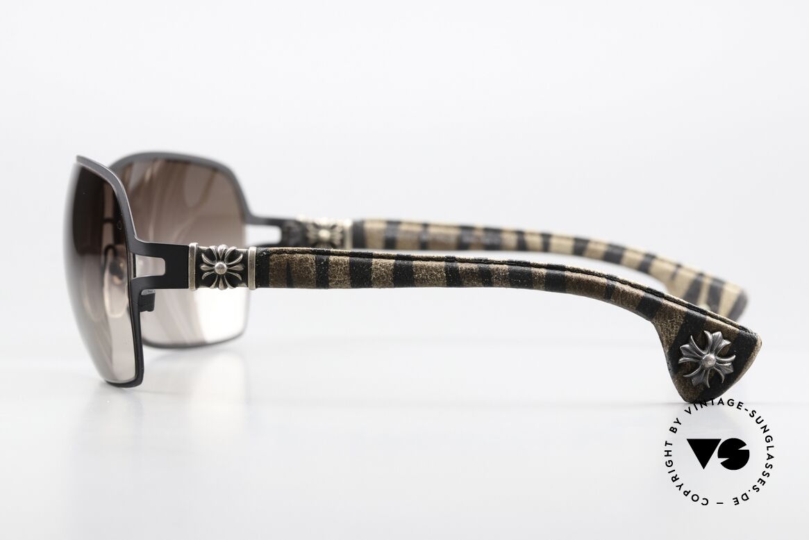 Chrome Hearts Tang II Distressed Zebra Leather, with the characteristic Chrome Hearts insignia, Made for Men and Women Chrome Hearts Tang II Distressed Zebra Leather, with the characteristic Chrome Hearts insignia, Made for Men and Women