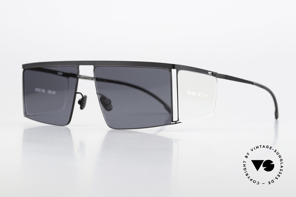 Mykita Helmut Lang HL001 Black Clear Sides Darkgrey, minimalist-avant-garde sunglasses with side blinds, Made for Men and Women Mykita Helmut Lang HL001 Black Clear Sides Darkgrey, minimalist-avant-garde sunglasses with side blinds, Made for Men and Women