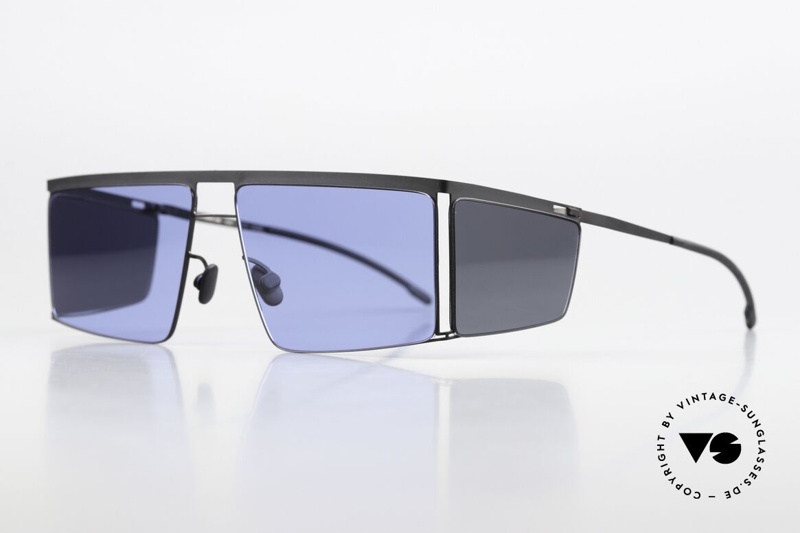 Mykita Helmut Lang HL001 Black Sides Superblue Solid, minimalist-avant-garde sunglasses with side blinds, Made for Men and Women Mykita Helmut Lang HL001 Black Sides Superblue Solid, minimalist-avant-garde sunglasses with side blinds, Made for Men and Women