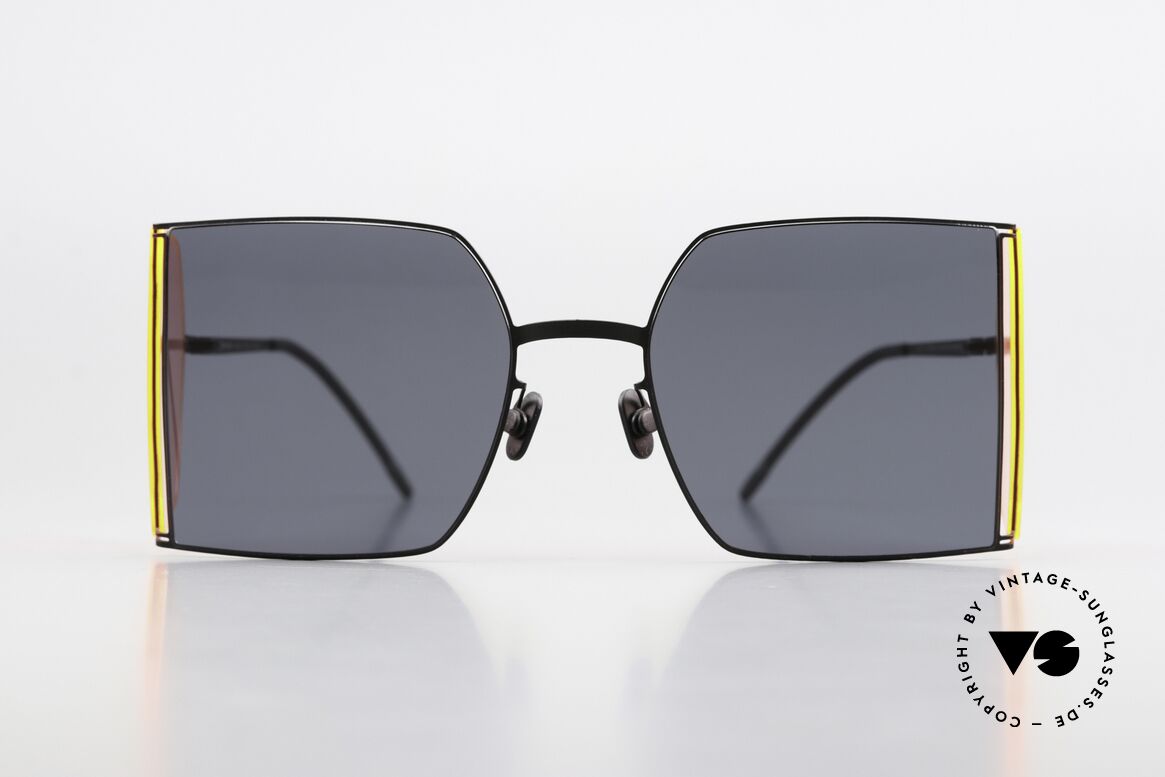 Mykita Helmut Lang HL003 Black Frame With Fluo Pink Sides, collaboration with fashion designer HELMUT LANG, Made for Men and Women Mykita Helmut Lang HL003 Black Frame With Fluo Pink Sides, collaboration with fashion designer HELMUT LANG, Made for Men and Women