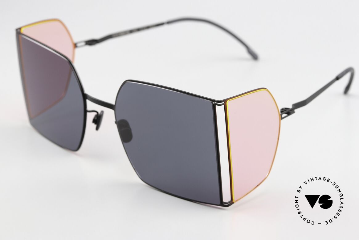 Mykita Helmut Lang HL003 Black Frame With Fluo Pink Sides, color 871: 'Black / Fluo Pink Sides Darkgrey Solid', Made for Men and Women Mykita Helmut Lang HL003 Black Frame With Fluo Pink Sides, color 871: 'Black / Fluo Pink Sides Darkgrey Solid', Made for Men and Women