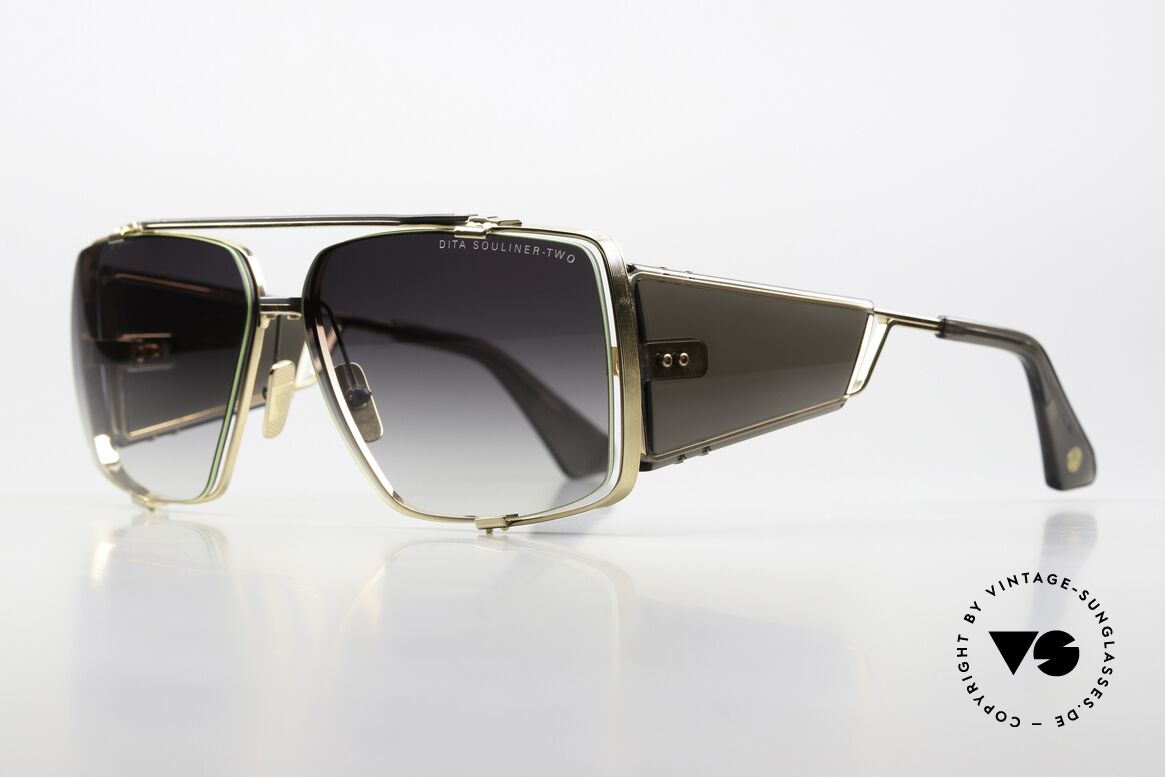 DITA Souliner Two Eye-Catcher Sunglasses, gray and gold-plated frame in size 64-14, 145mm, Made for Men DITA Souliner Two Eye-Catcher Sunglasses, gray and gold-plated frame in size 64-14, 145mm, Made for Men