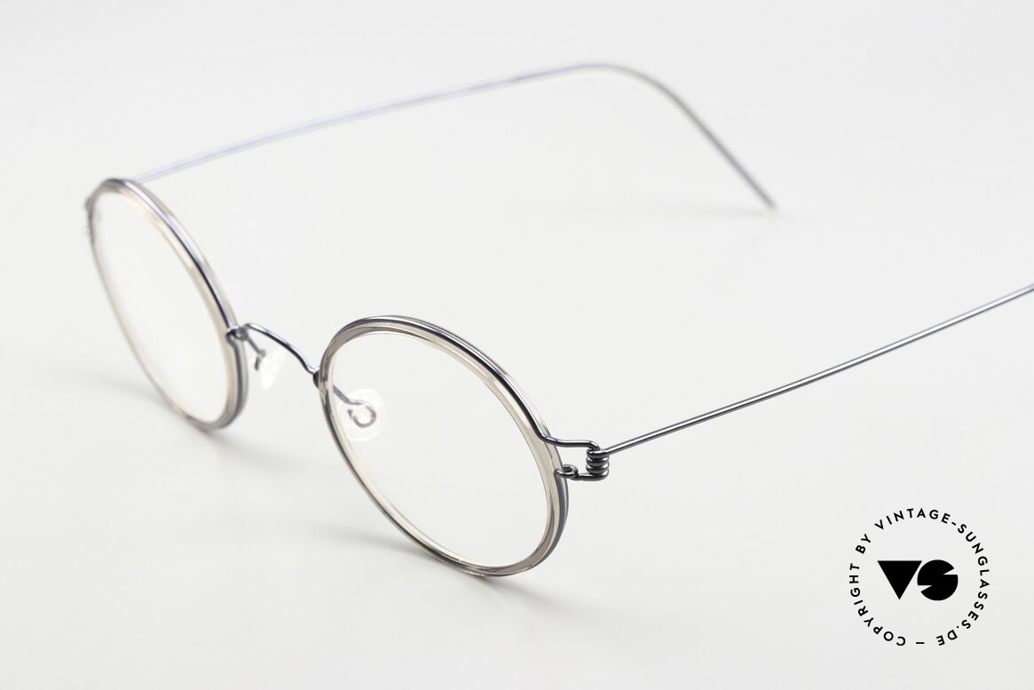 Lindberg Harley Air Titan Rim Unisex Vintage Eyeglasses, frame color = shiny dark blue with inner rim in 'smoke', Made for Men and Women Lindberg Harley Air Titan Rim Unisex Vintage Eyeglasses, frame color = shiny dark blue with inner rim in 'smoke', Made for Men and Women