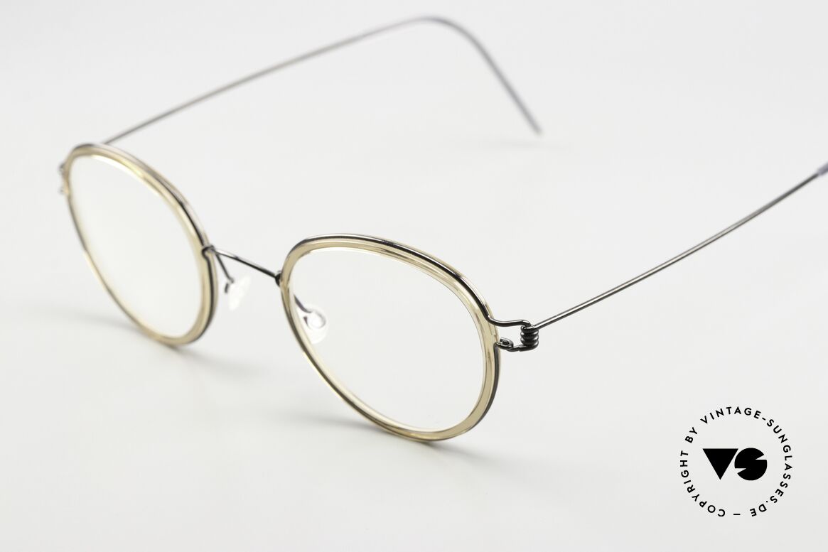 Lindberg Jackie 44 Air Titan Rim Lindberg Glasses Panto Style, black polished titan frame with 'light brown' inner rim, Made for Men and Women