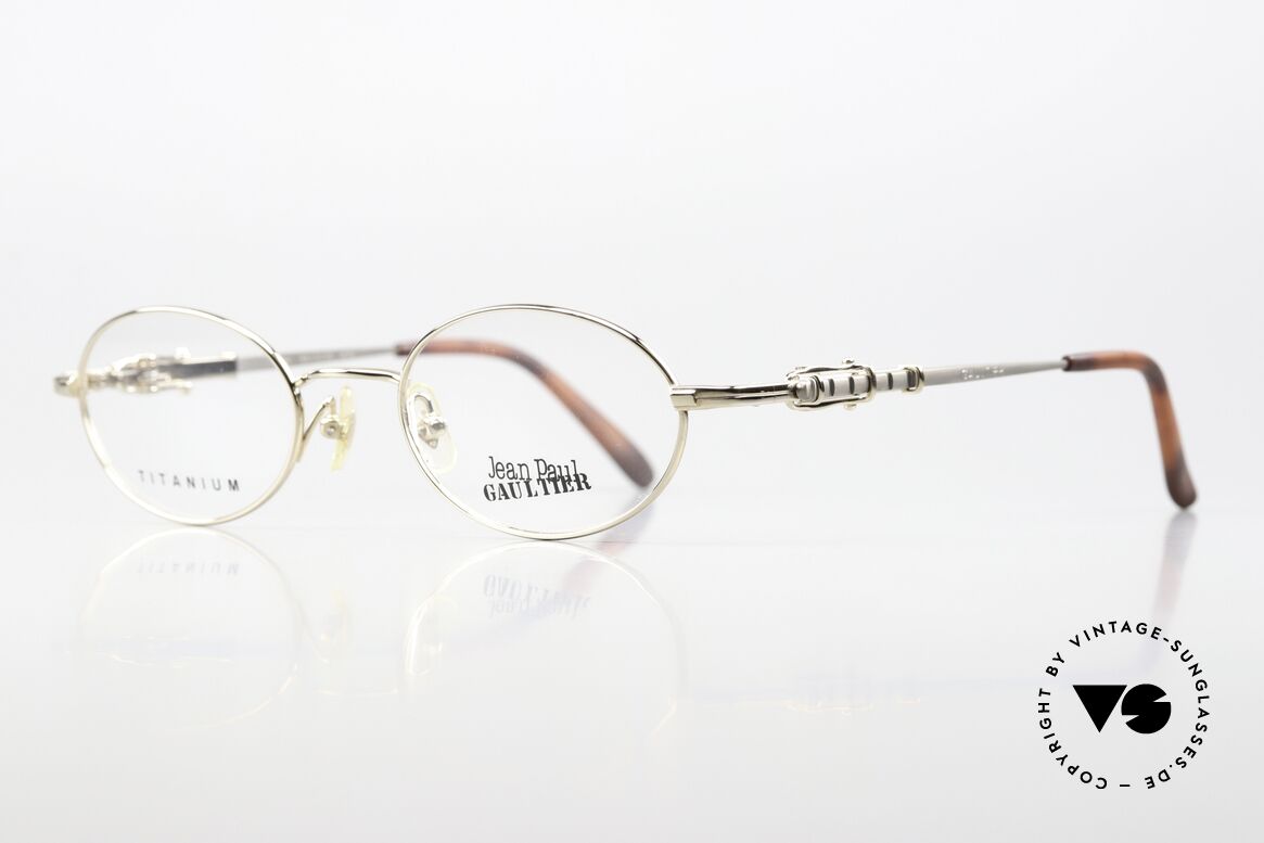 Jean Paul Gaultier 55-0039 Oval Titanium Frame 1996, temple-system looks like a belt buckle; size 48/20, Made for Men and Women Jean Paul Gaultier 55-0039 Oval Titanium Frame 1996, temple-system looks like a belt buckle; size 48/20, Made for Men and Women