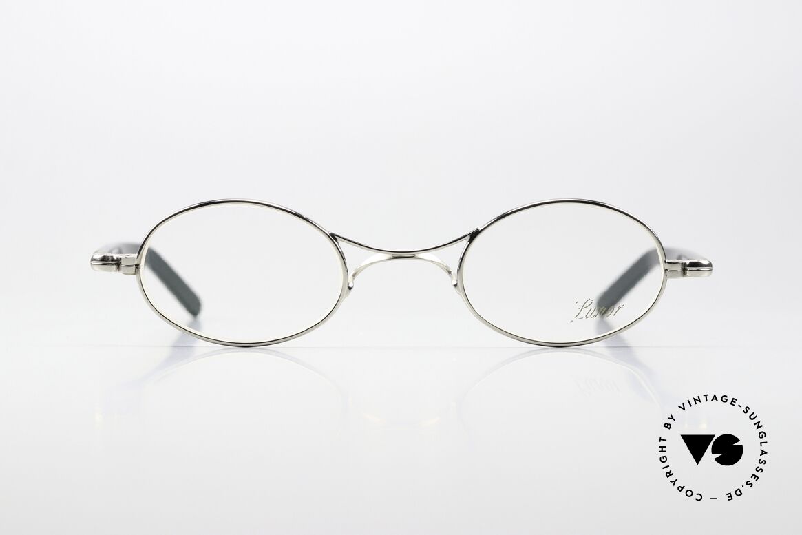 Lunor X-Bridge Oval Rare Precious Platinum Specs, the rare, refined version with acetate temples (unisex), Made for Men and Women