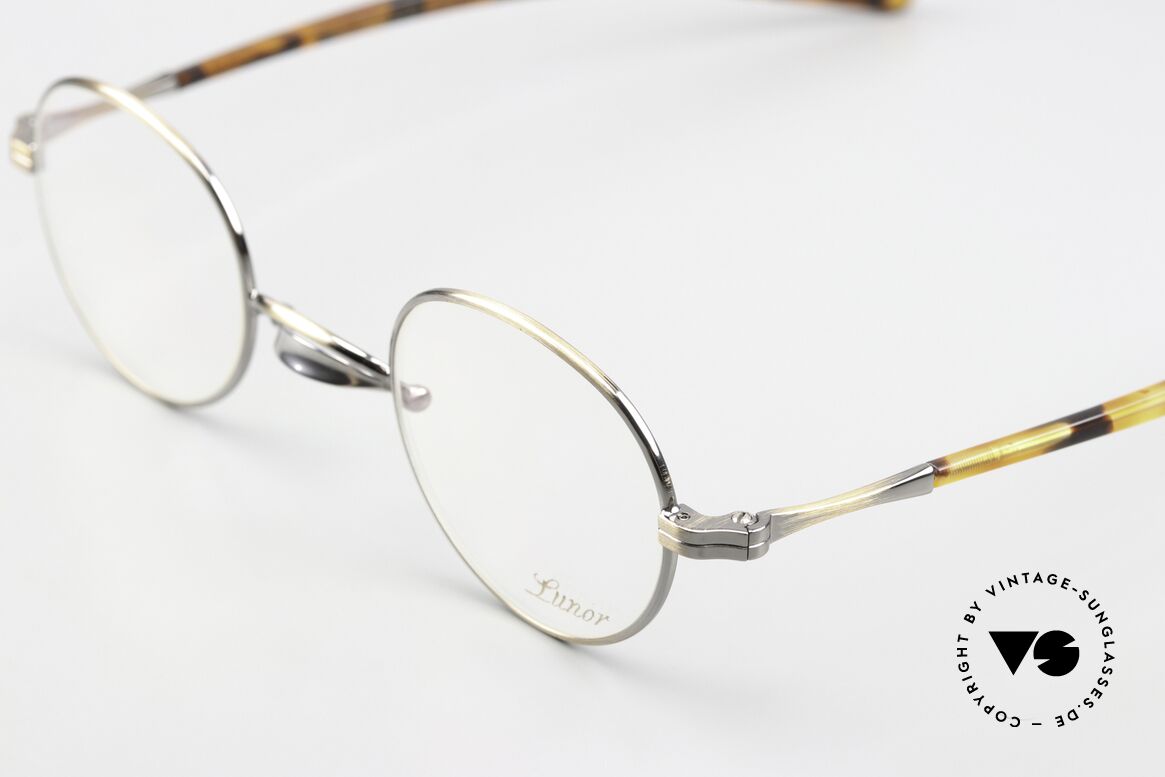Lunor Swing A 32 Panto Antique Gold Platinum Bridge, swing bridge = homage to the antique glasses from 1900, Made for Men and Women