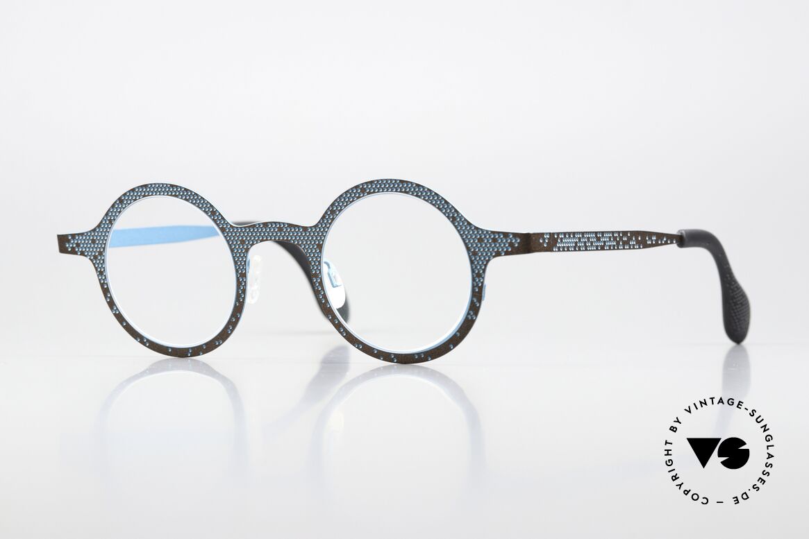 Theo Belgium Mille 64 Round Frame Dotted Pattern, fantastic Theo designer eyeglasses in size 41-25, Made for Men and Women Theo Belgium Mille 64 Round Frame Dotted Pattern, fantastic Theo designer eyeglasses in size 41-25, Made for Men and Women