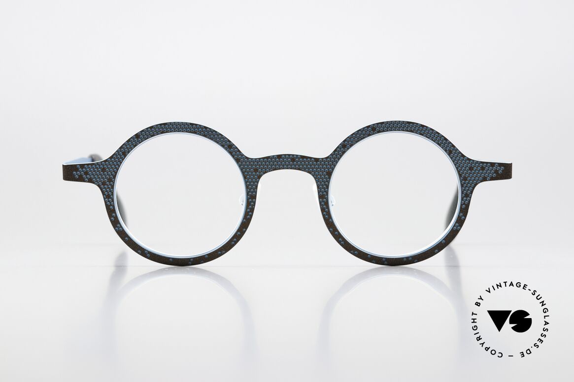 Theo Belgium Mille 64 Round Frame Dotted Pattern, model mille+64 from the "mille metal" collection, Made for Men and Women Theo Belgium Mille 64 Round Frame Dotted Pattern, model mille+64 from the "mille metal" collection, Made for Men and Women