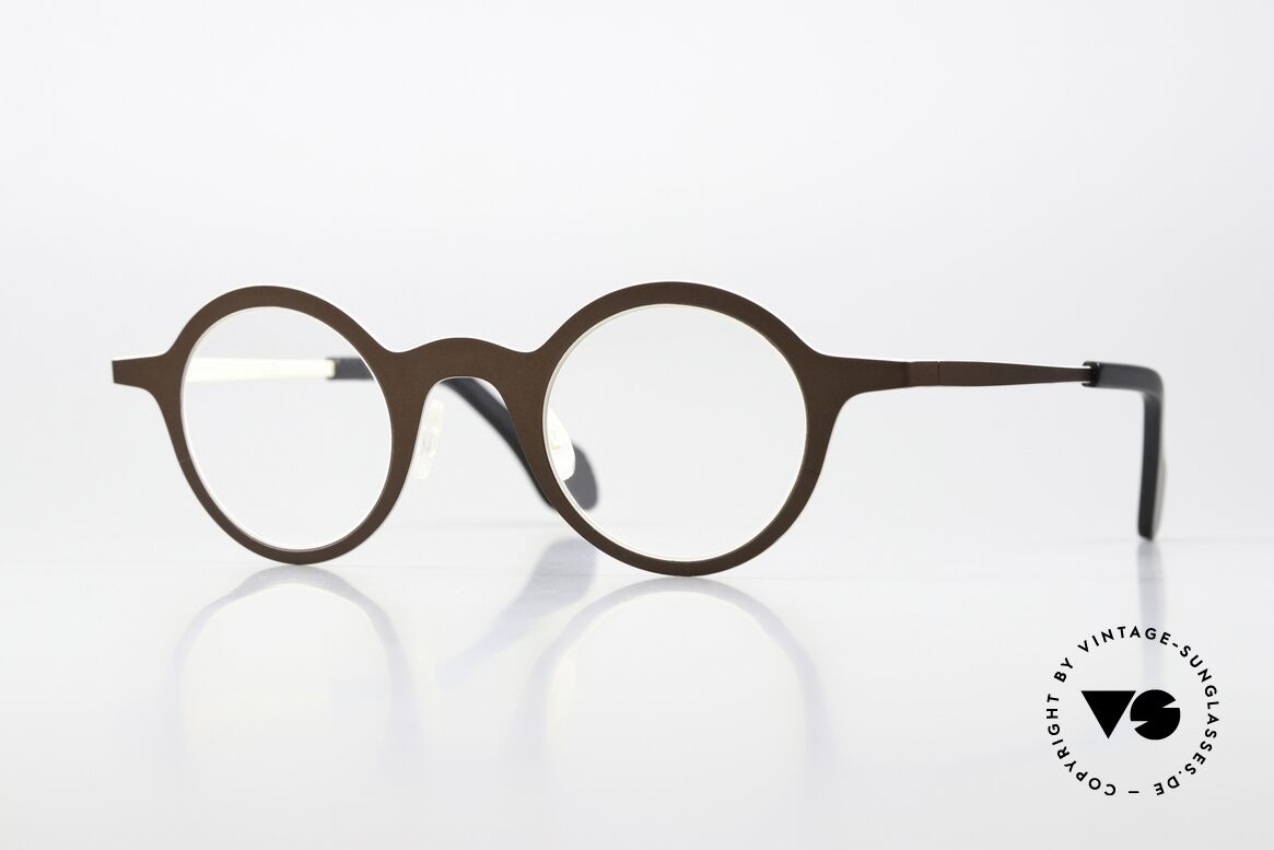 Theo Belgium Mille 24 Brown And Beige Eyewear, round designer eyeglass-frame; THEO Belgium, Made for Men and Women Theo Belgium Mille 24 Brown And Beige Eyewear, round designer eyeglass-frame; THEO Belgium, Made for Men and Women