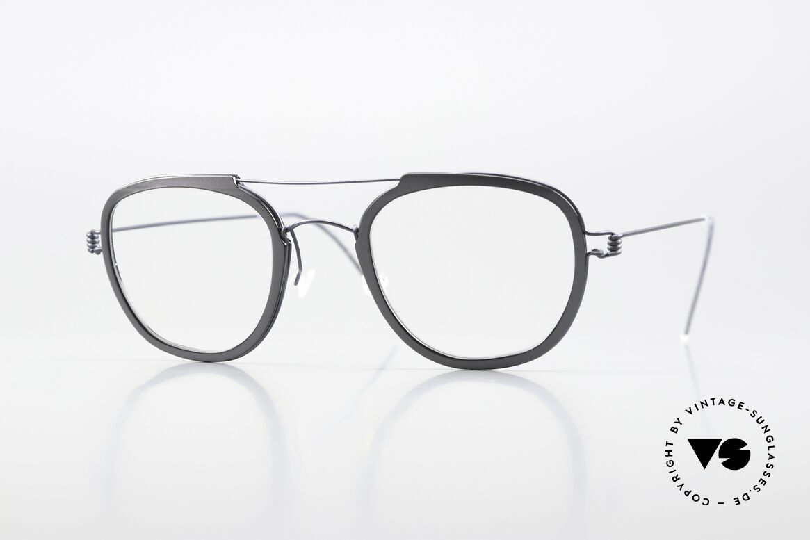 Lindberg William Air Titan Rim Frame With Dark Blue & Gray, Lindberg panto eyeglasses with crossbar; Air Titanium, Made for Men and Women Lindberg William Air Titan Rim Frame With Dark Blue & Gray, Lindberg panto eyeglasses with crossbar; Air Titanium, Made for Men and Women