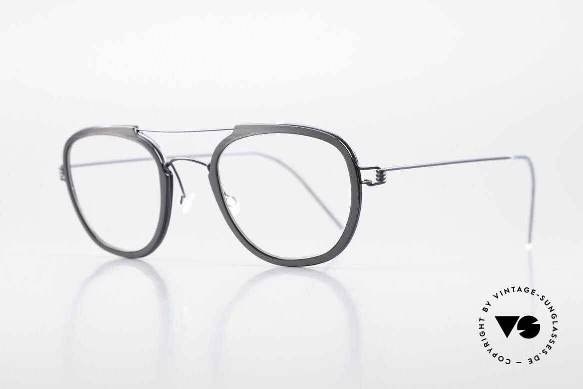 Lindberg William Air Titan Rim Frame With Dark Blue & Gray, striking refined Air Titan frame with Acetate inner rim, Made for Men and Women Lindberg William Air Titan Rim Frame With Dark Blue & Gray, striking refined Air Titan frame with Acetate inner rim, Made for Men and Women