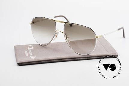 Christian Dior 2248 Large 80's Aviator Sunglasses, brown-gradient CR39 sun lenses (100% UV protection), Made for Men