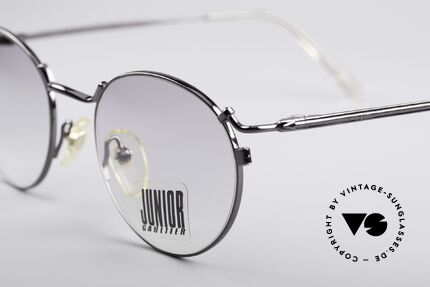 Jean Paul Gaultier 57-2171 Round 90's Shades, shiny finish in anthracite-titanium + light gray lenses, Made for Men and Women