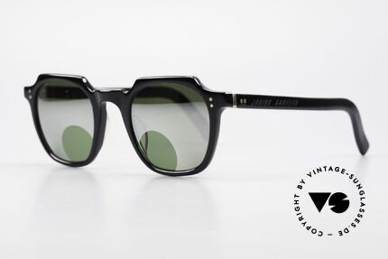 Jean Paul Gaultier 58-0071 Mirrored Lenses With Peephole, massive black frame & gold hinges (high-end quality), Made for Men and Women