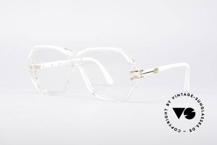 Cazal 169 Vintage Designer Frame, crystal clear frame with white rims; MEDIUM size, Made for Women