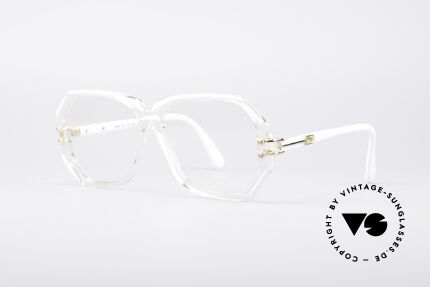 Cazal 169 Small Designer Frame, crystal clear frame with white rims; SMALL size !!, Made for Women