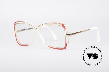 Cazal 177 80's Designer Glasses, brilliant color concept in crystal / red / gold / white, Made for Women