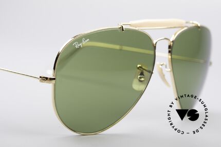 Ray Ban Outdoorsman II B&L USA Shades 80's Vintage, gold frame with B&L mineral lenses in RB-3 green, Made for Men