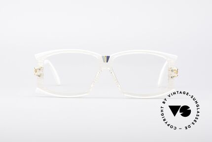 Cazal 195 80's Hip Hop Glasses, very interesting clear frame pattern with white stripes, Made for Women