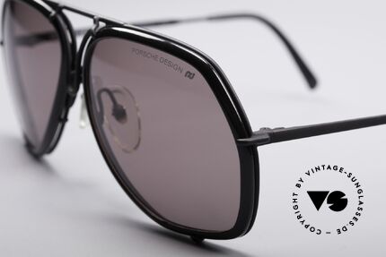 Porsche 5637 Military Style 80's Shades, matt black frame with dark lenses; 100% UV protection, Made for Men