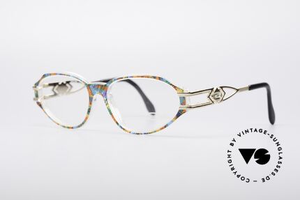Cazal 356 90's Vintage Designer Frame, official color name: salmon-turquoise floral / crystal, Made for Women