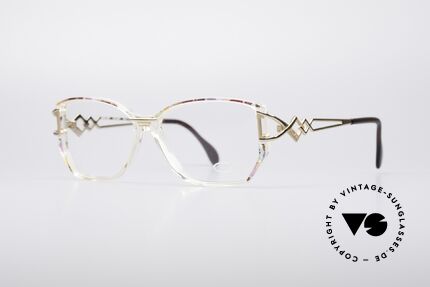 Cazal 367 90's Vintage Designer Frame, crystal clear frame with ruby-mint multicolor pattern, Made for Women