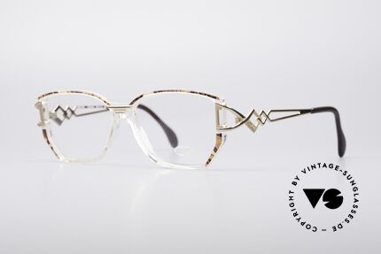 Cazal 367 90's Vintage Frame No Retro, crystal clear frame with a gold brownish pattern, Made for Women