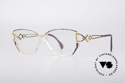 Cazal 367 90's Vintage Designer Frame, crystal clear frame with fuchsia multicolor pattern, Made for Women