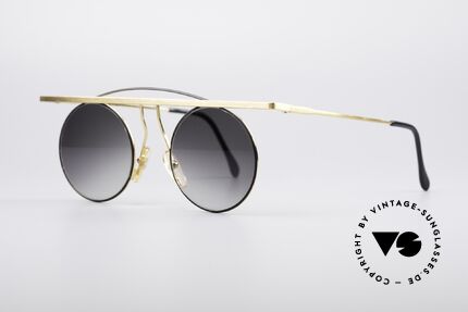 Taxi 205 by Casanova Art Sunglasses Of The 1980's, gold-plated frame with dark gray-gradient sun lenses, Made for Women