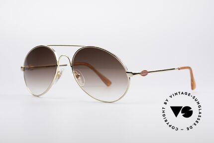 Bugatti 65986 Luxury 80's Sunglasses, gold frame & noble brown-gradient sun lenses, Made for Men