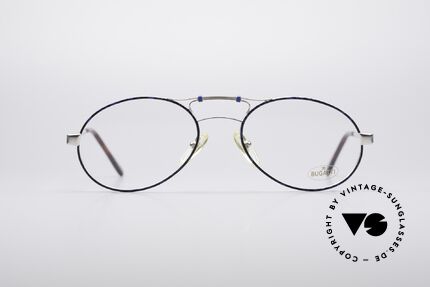 Bugatti 13438 True Vintage Men's Frame, utterly high-grade finish in navy-blue & matt silver, Made for Men