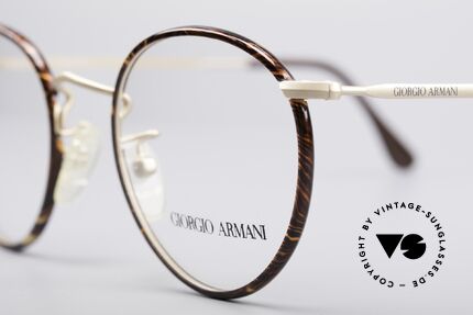 Giorgio Armani 112 90's Panto Eyeglasses, elegant color combination of chestnut and matt gold, Made for Men