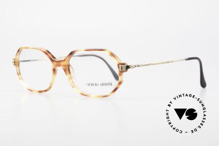 Giorgio Armani 349 No Retro Glasses Vintage Frame, amber/tortoise front with costly brass temples, Made for Men and Women